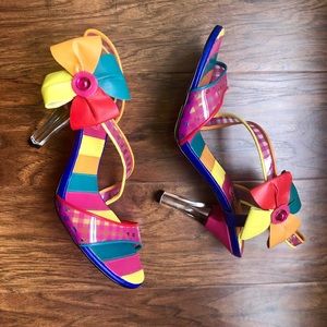 Acrylic Heel Slingbacks w Gingham Print